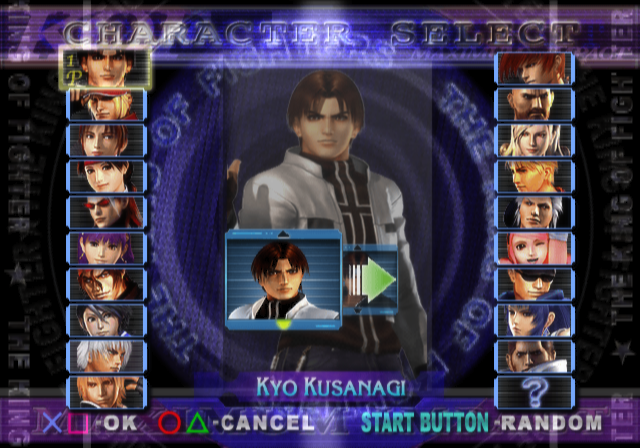 KOF: Maximum Impact (PlayStation 2) screenshot: After choosing your character, you must select a skin.