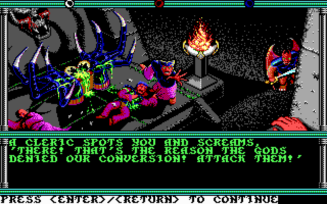 Champions of Krynn (DOS) screenshot: Now you've done it, you've mad'em mad. Bring it on!