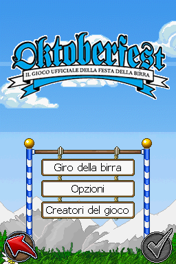 Oktoberfest: The Official Game (Nintendo DS) screenshot: Title screen & Main menu (Italian)