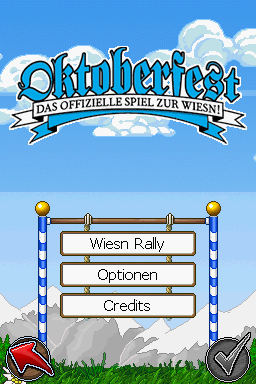 Oktoberfest: The Official Game (Nintendo DS) screenshot: Title screen & Main menu (German)