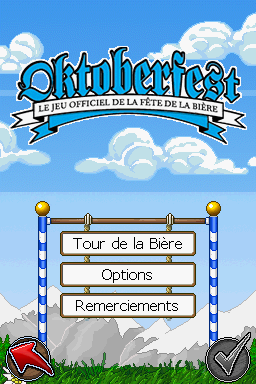 Oktoberfest: The Official Game (Nintendo DS) screenshot: Title screen & Main menu (French)