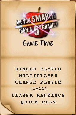 Are You Smarter Than a 5th Grader?: Game Time (Nintendo DS) screenshot: Title Screen & Main Menu