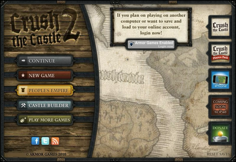 Crush the Castle 2 (Browser) screenshot: Main menu