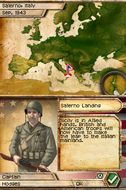 Panzer Tactics DS (Nintendo DS) screenshot: Salerno Landing
