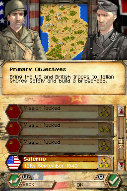 Panzer Tactics DS (Nintendo DS) screenshot: Scenario mode - Salerno