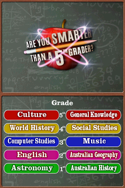 Are You Smarter Than a 5th Grader? (Nintendo DS) screenshot: Subjects