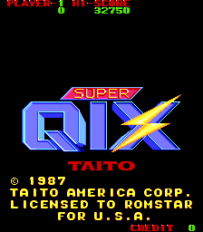 Super QIX (Arcade) screenshot: The title screen.