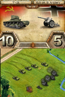 Panzer Tactics DS (Nintendo DS) screenshot: T-26 vs 10.5 cm 18 Artillery