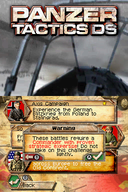Panzer Tactics DS (Nintendo DS) screenshot: Allied Campaign Warning