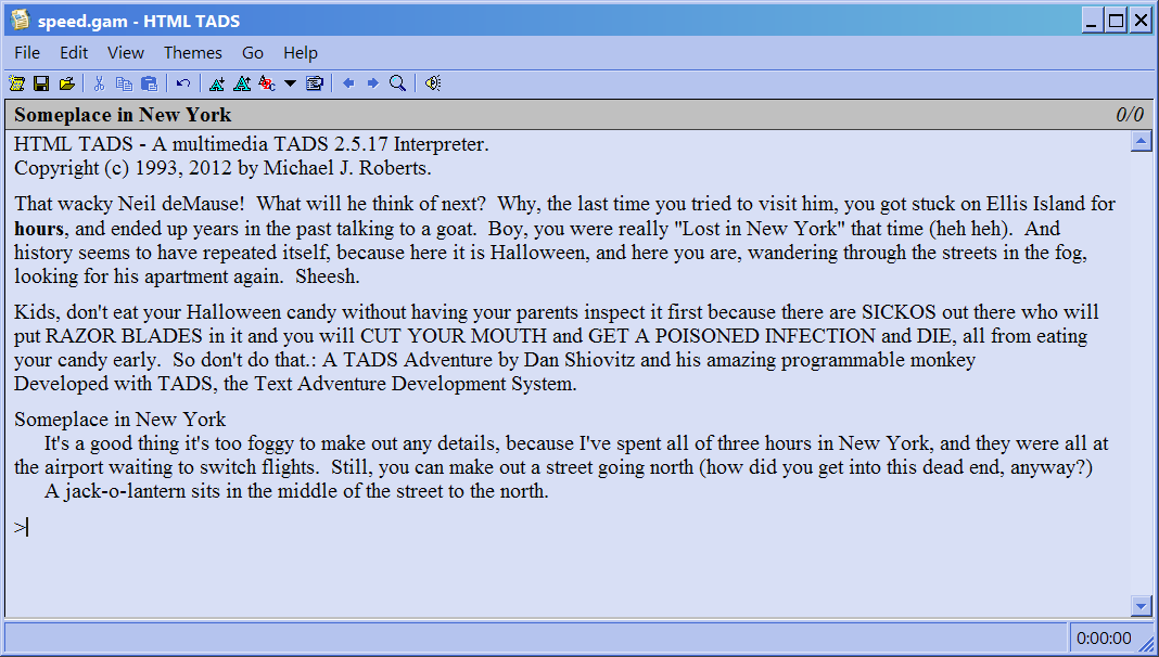 Kids, don't eat your Halloween candy (TADS) screenshot: Introduction