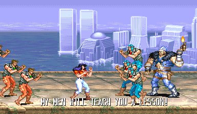 Cadillacs and Dinosaurs (Arcade) screenshot: Fight starts