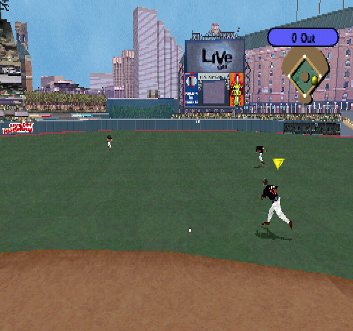 Triple Play 99 (PlayStation) screenshot: Ball on the field