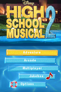 High School Musical 2: Work This Out! (Nintendo DS) screenshot: Title screen / Main menu