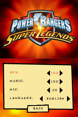 Power Rangers: Super Legends - 15th Anniversary (Nintendo DS) screenshot: Options