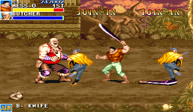 Cadillacs and Dinosaurs (Arcade) screenshot: Now, I have machete!