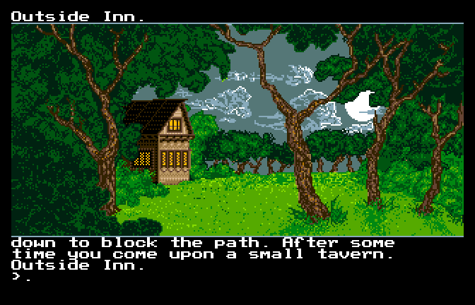 Transylvania III: Vanquish the Night (Apple IIgs) screenshot: Outside the Inn