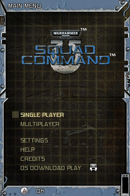 Warhammer 40,000: Squad Command (Nintendo DS) screenshot: Main Menu