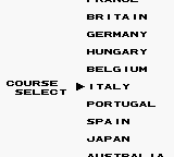 World Circuit Series (Game Boy) screenshot: Formula 1 Course Select