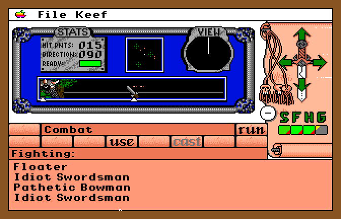 Keef the Thief: A Boy and His Lockpick (Apple IIgs) screenshot: Combat