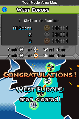 Pang: Magical Michael (Nintendo DS) screenshot: West Europe Cleared!