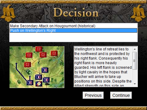 Napoleon: Interactive Battle Simulator (Browser) screenshot: What should we do now?