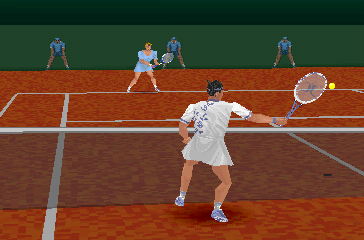 Power Serve 3D Tennis (PlayStation) screenshot: Nice one.