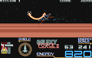 Galaxy Force II (Amiga) screenshot: Lots of lovely fire effects