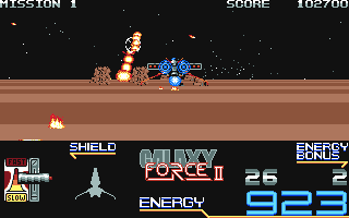 Galaxy Force II (Amiga) screenshot: Out of the tunnel