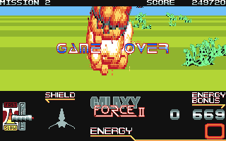 Galaxy Force II (Amiga) screenshot: Game over