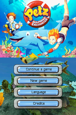 Petz: Dolphinz Encounter (Nintendo DS) screenshot: Title Screen & Main Menu