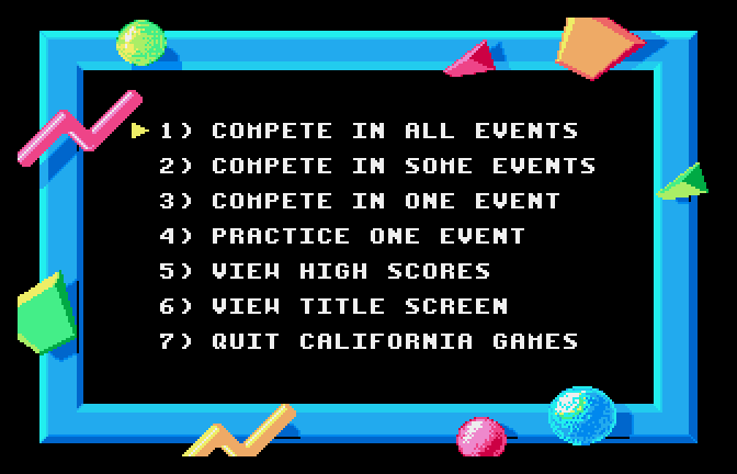 California Games (Apple IIgs) screenshot: Main Menu
