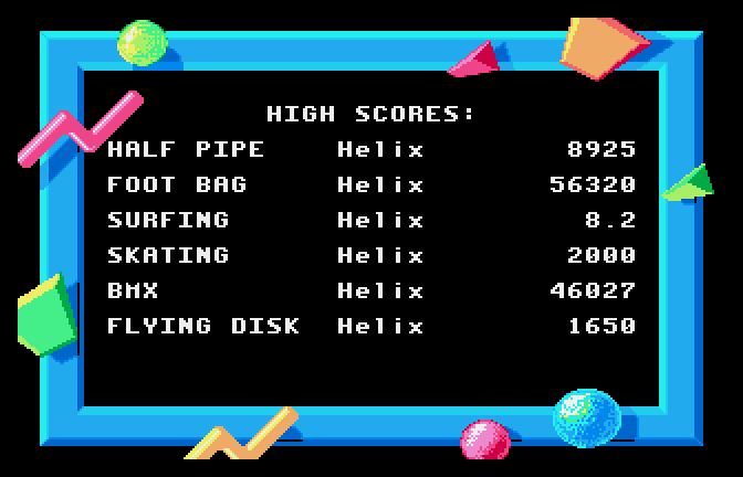 California Games (Apple IIgs) screenshot: High Scores