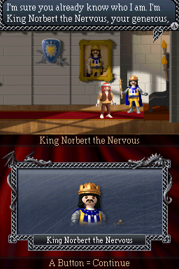 Playmobil Knights (Nintendo DS) screenshot: King Norbert the Nervous
