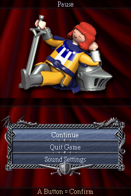 Playmobil Knights (Nintendo DS) screenshot: Pause menu