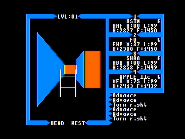 Exodus: Ultima III (Apple II) screenshot: Dungeon Crawling