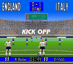 90 Minutes: European Prime Goal (SNES) screenshot: Kick off