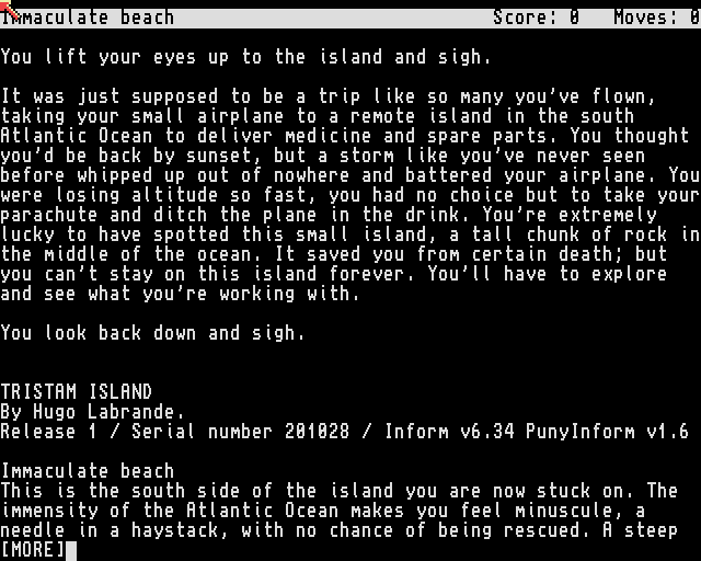 Tristam Island (Amiga) screenshot: Game start