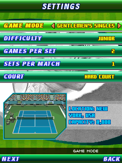 Wimbledon 2009 (J2ME) screenshot: Settings