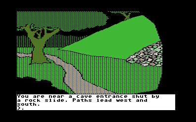 Transylvania (Commodore 64) screenshot: Near a cave entrance
