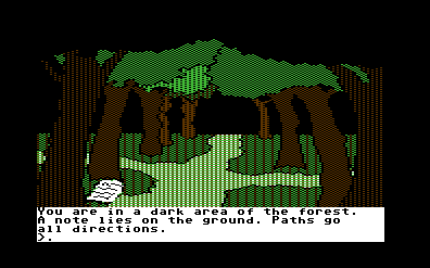 Transylvania (Commodore 64) screenshot: A note