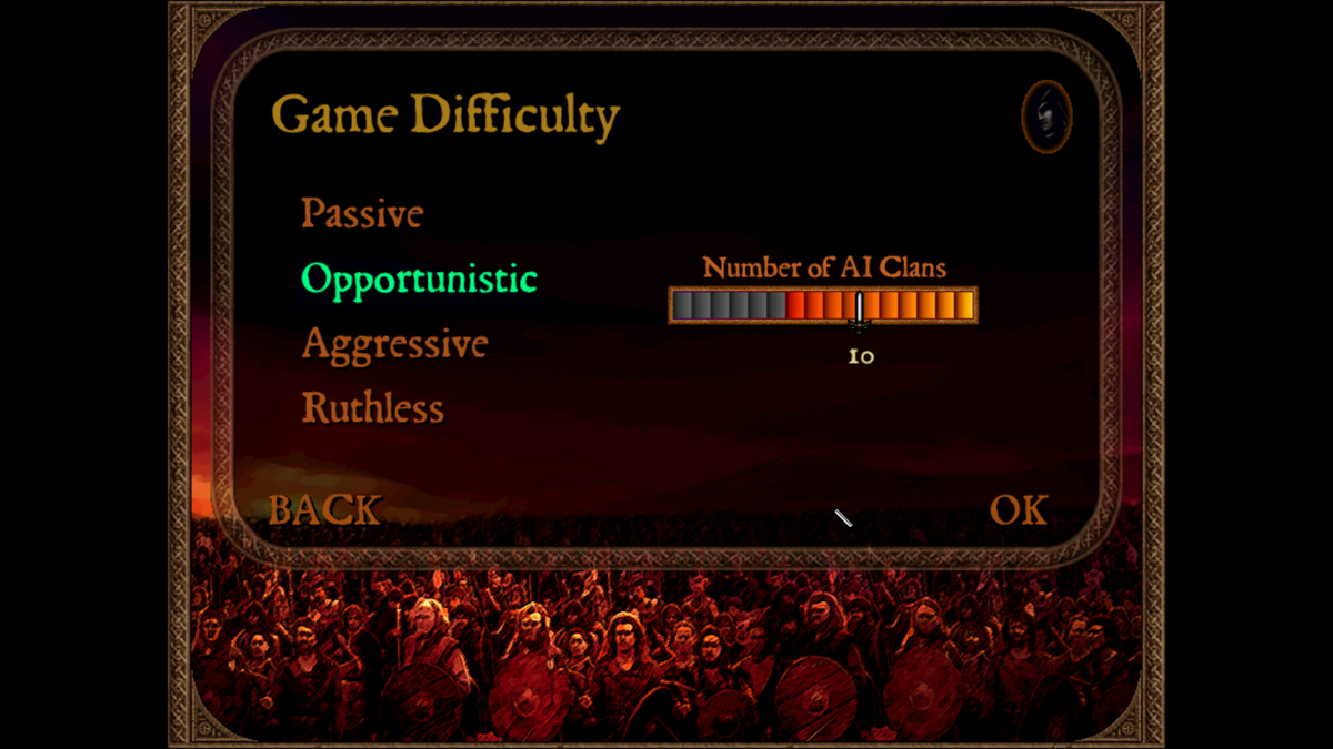Braveheart (Windows) screenshot: Difficulty selection