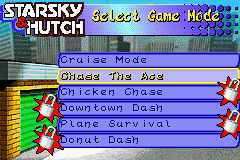 Starsky & Hutch (Game Boy Advance) screenshot: Game Modes menu