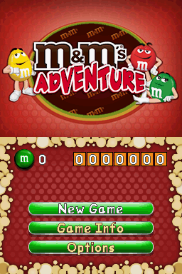 M&M's Adventure (Nintendo DS) screenshot: Title screen / Main menu