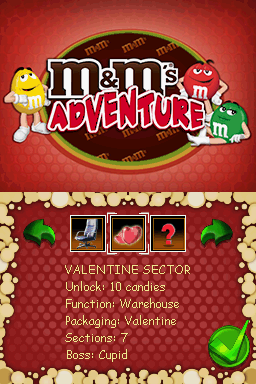 M&M's Adventure (Nintendo DS) screenshot: Valentine Sector info