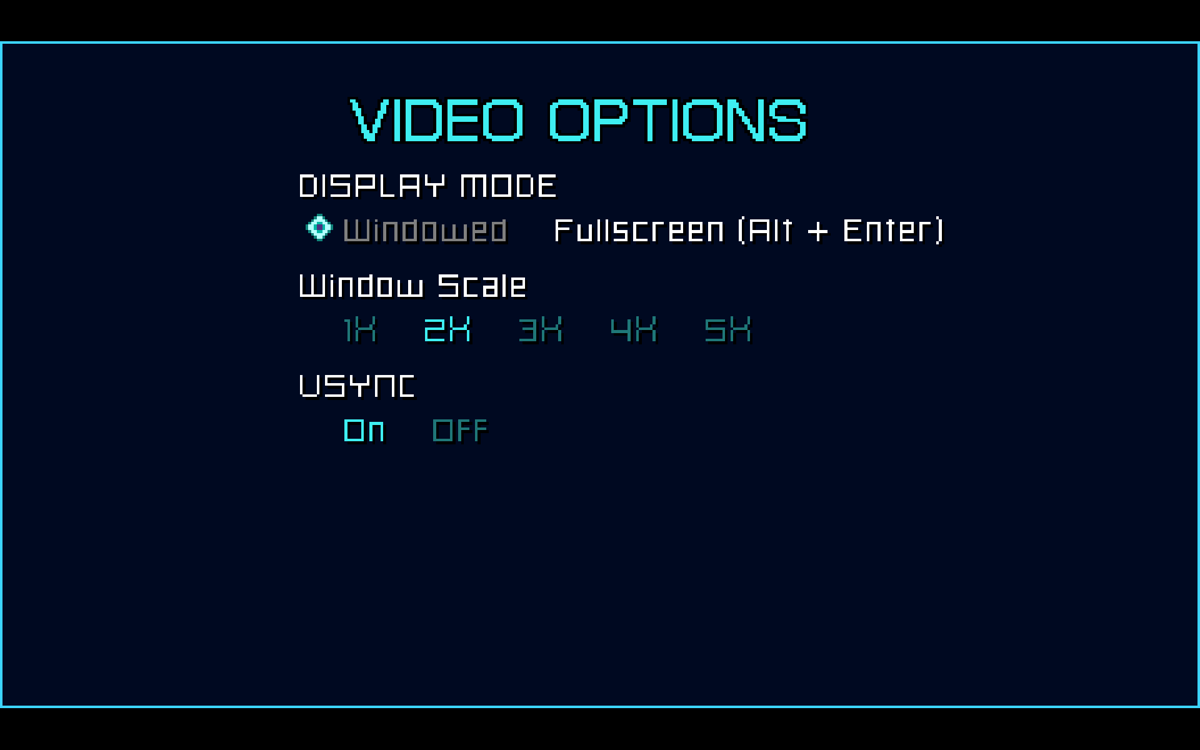 Axiom Verge 2 (Windows) screenshot: Video options screen