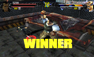 Gekido (PlayStation) screenshot: Round 1 Winner.