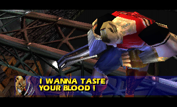 Gekido (PlayStation) screenshot: "I wanna taste your blood!"