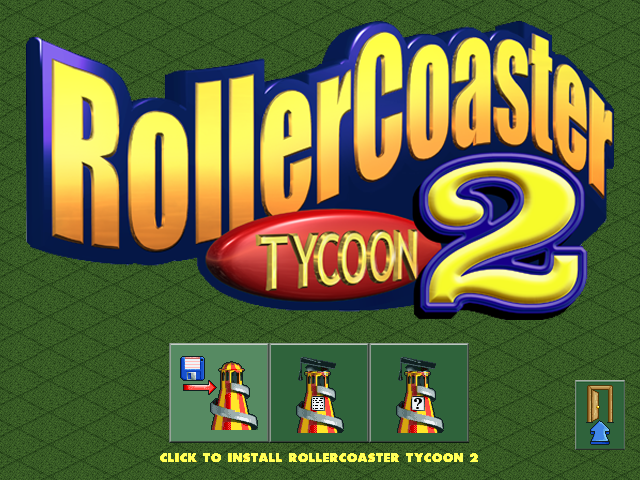RollerCoaster Tycoon 2 (Windows) screenshot: From here, you can start the setup or read the manual.