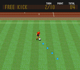 Capcom's Soccer Shootout (SNES) screenshot: Free kick practice