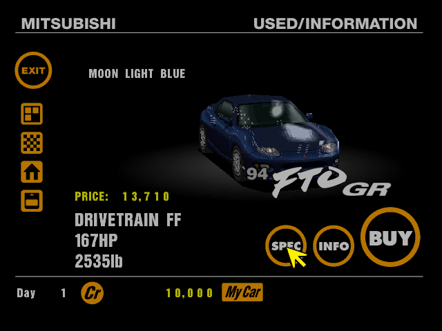 Gran Turismo (PlayStation) screenshot: The Mitsubishi FTO GR.
